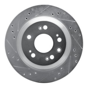 Acura RL Brake Rotor (1) - Rear Left - R1 Concepts - Drilled & Slotted - Silver - `05-`12